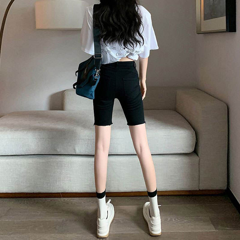 Black Denim Short Shorts Women - Cycling Shorts For Commute 评论和价格