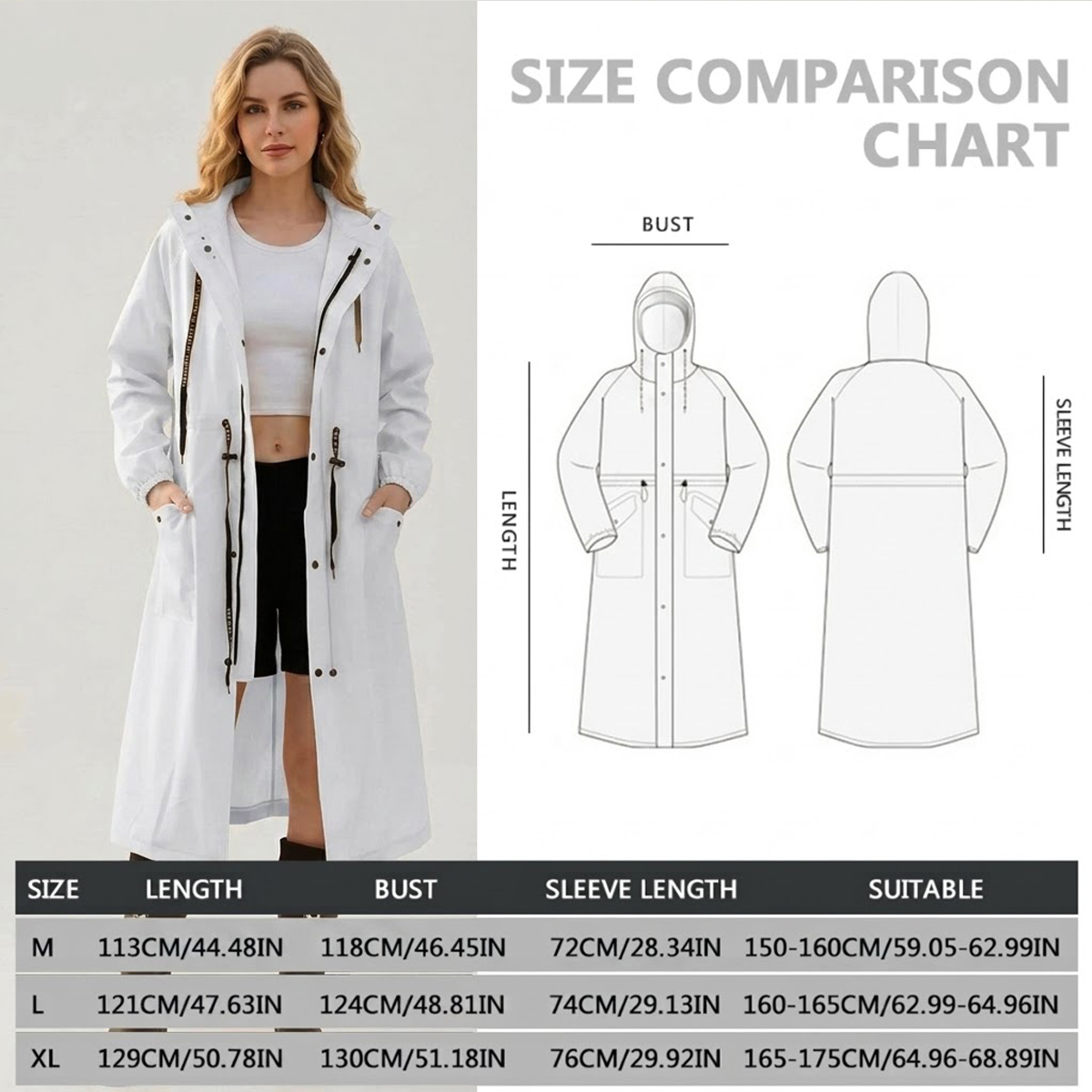 Women Long Waterproof Rain Jac - Cycling Rain Jacket Commute 评论和价格